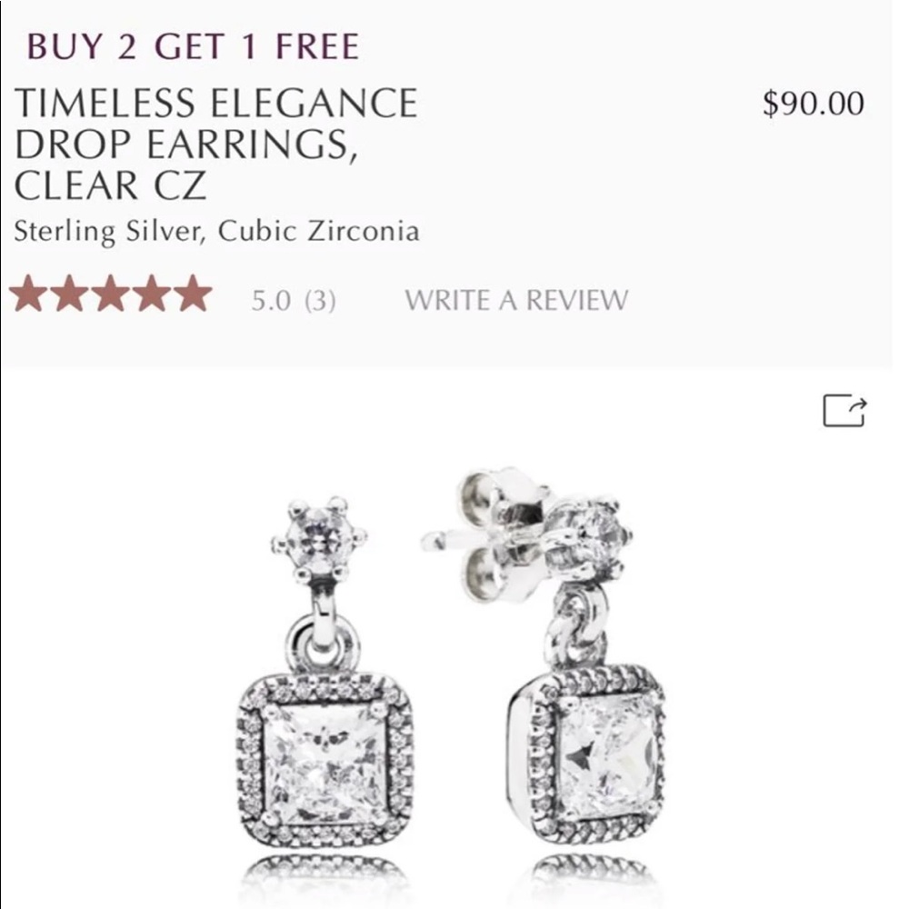 Pandora timeless elegance drop earrings